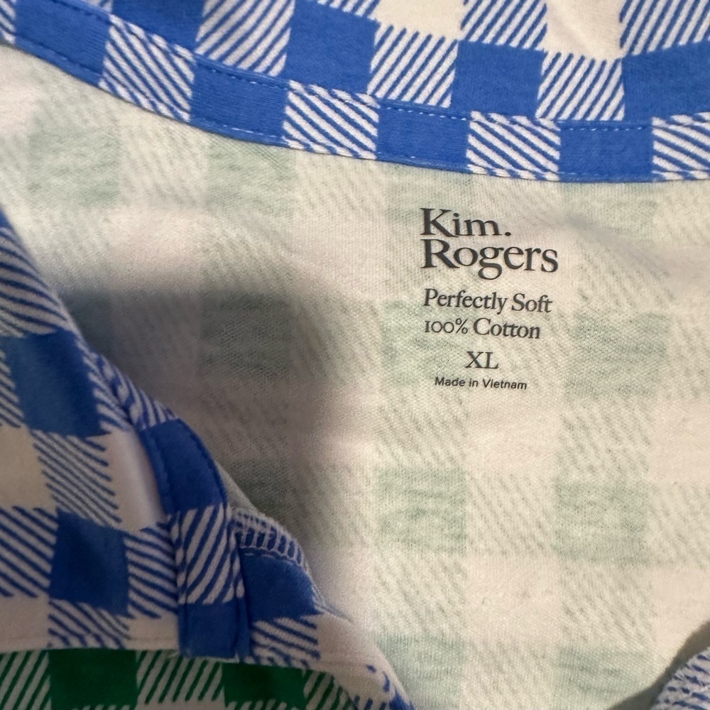 Kim Rogers Mixed Polo Checkered Short Sleeve Perfectly Soft Top Tee - Picture 3 of 11
